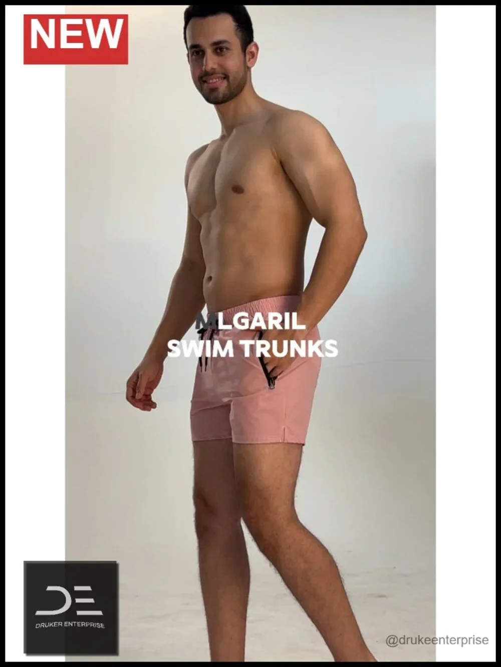 Quick Dry Swim Trunks with Mesh Lining & Zipper Pockets